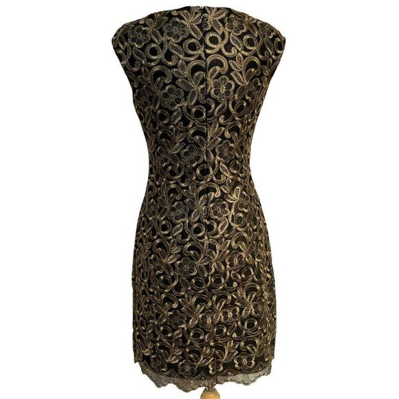 Lauren Ralph Lauren Sz 6 Metallic Lace Floral Overlay Special Occasion Dress - Picture 5 of 6